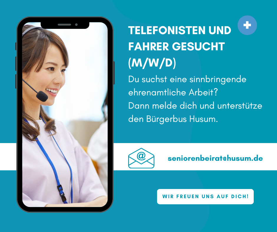 Anzeige für Fahrer und Telefonist m,w,d, Bürgerbus Husum
